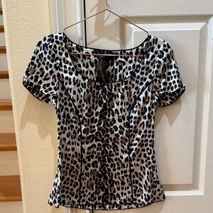 NWT White House Black Market Silk Animal Print Blouse